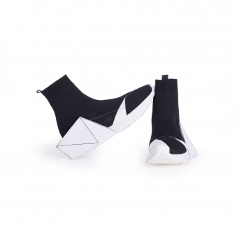 Made To Order Geometric Black & White Premier Knit Boots