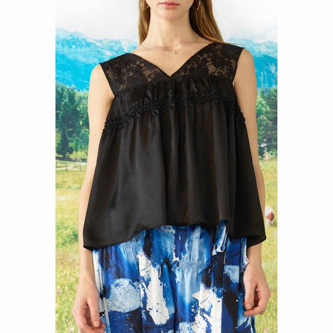 Made To Order Hannah Trimmed Lace Shibori Blouse
