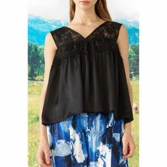 Made To Order Hannah Trimmed Lace Shibori Blouse