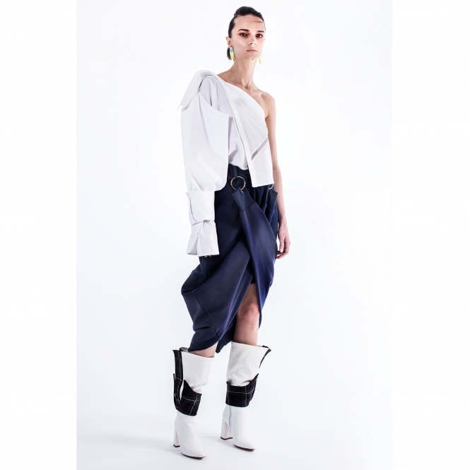 Made To Order Navy Grommet Skirt