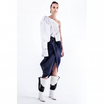 Made To Order Navy Grommet Skirt