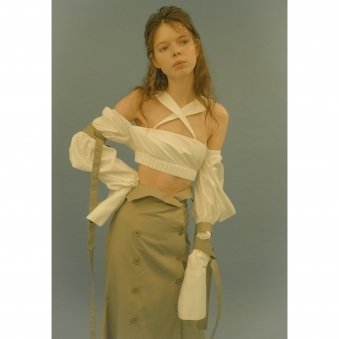 Made To Order Off-Shoulder Cross-Collar Top