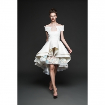 Made To Order Off White Embroidered Tiered Dress