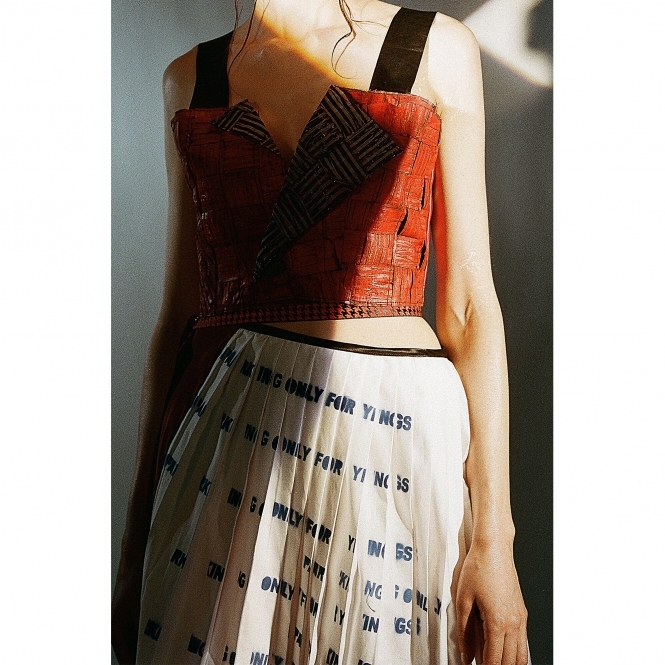 Made To Order Pleated Check Asymmetrical Skirt