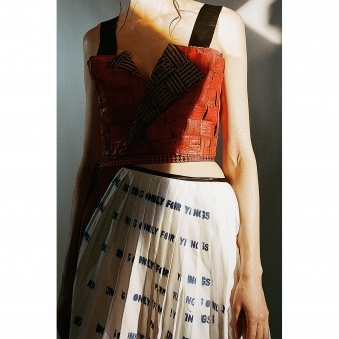 Made To Order Pleated Check Asymmetrical Skirt