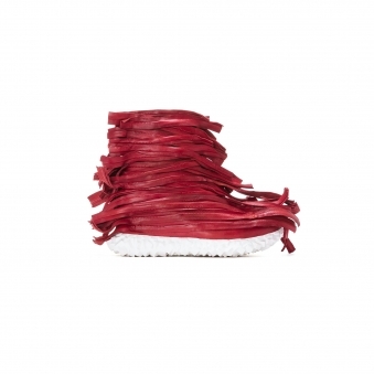 Made To Order Red Layered Calf Leather Strip Trainers with Foam Outsole