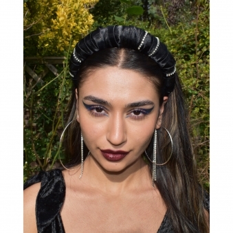 Made to Order Satin Diamanté Embellished Ruffle Headband