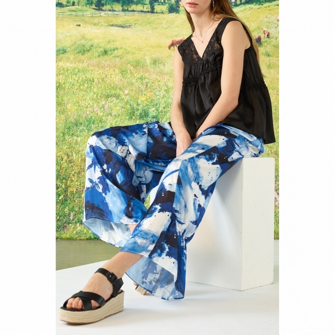 Made To Order Scarlette Abstract Art Print Belted High Waist Trousers