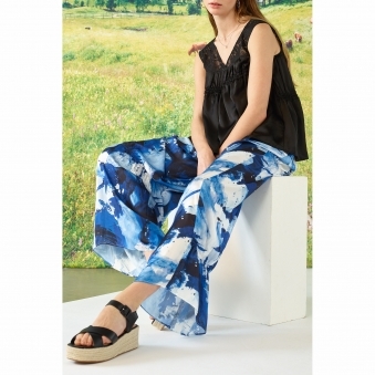 Made To Order Scarlette Abstract Art Print Belted High Waist Trousers