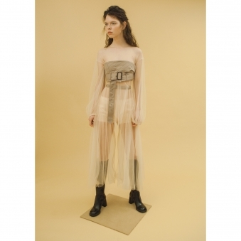 Made To Order Skin Pleated Jumpsuit With Padded Belt Top
