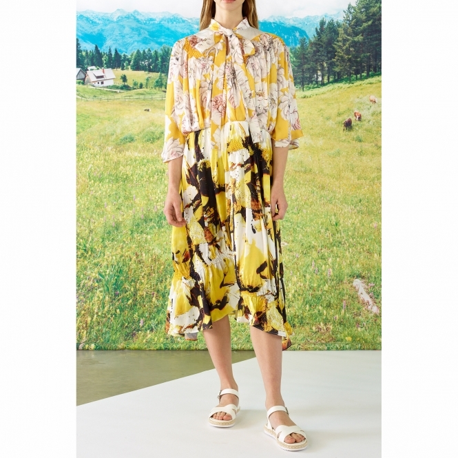 Made To Order Sophia Mix Print Tie Neck Shibori Dress