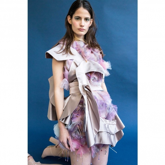 Made To Order Tessellated Satin Flower Top with Cut-outs