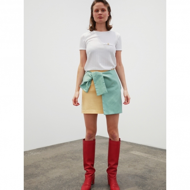 Made To Order Tie Skirt - Apricot/Green