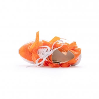 Made To Order Transparent Orange TPU covered White Eco-leather Trainers