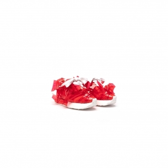 Made To Order Transparent Red TPU covered White Eco-leather Trainers