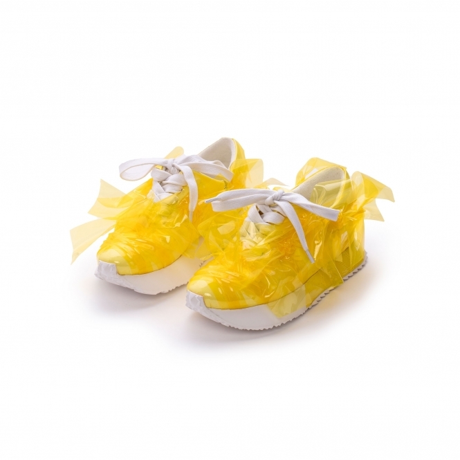 Made To Order Transparent Yellow TPU covered White Eco-leather Trainers