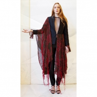 Made to Order Two Tone Asymmetrical Draped Blazer