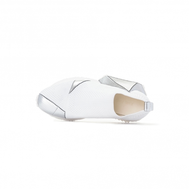 Made To Order White Premier Knit Silver Goat Hide Slip-ons
