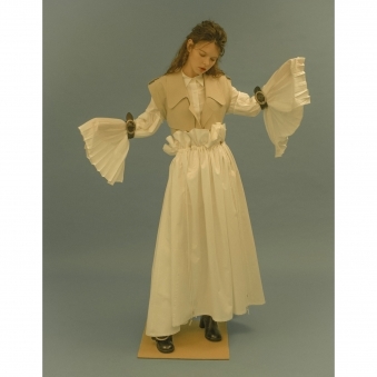 Made To Order White Wait-Gathered Skirt With 2 Fly Zips