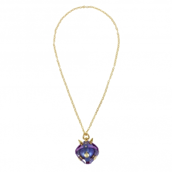 Metallic Purple & Gold Studded Leather Locket Necklace/ Key Chain