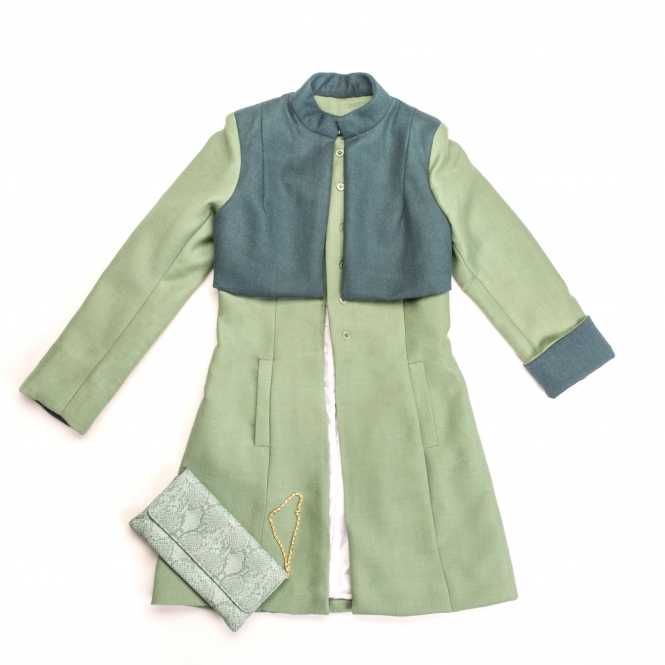 Mint Green Coat with Attached Vest