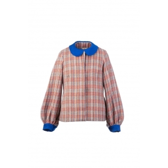 Multi-colour Tweed Jacket with Peter Pan Collar