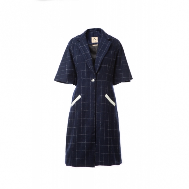 Navy Plaid Coat