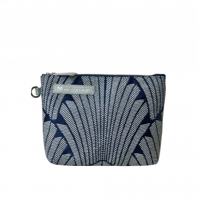 Navy Silver Jacquard Clutch Bag