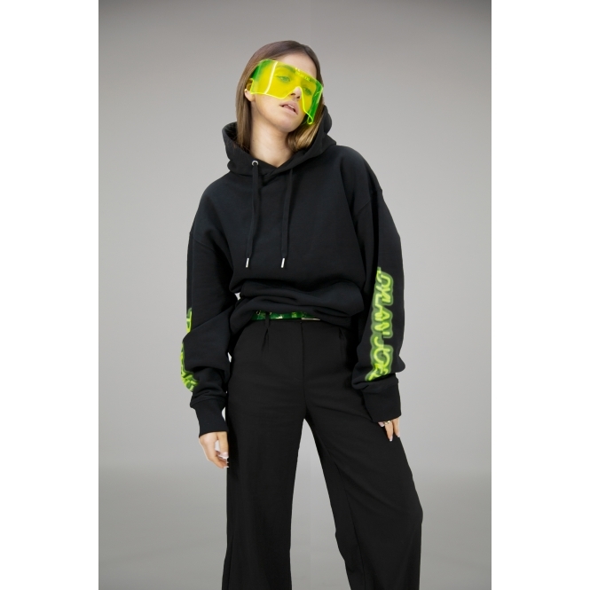 Neon green logo oversized hoodie