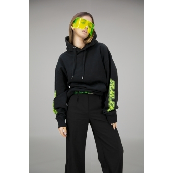 Neon green logo oversized hoodie