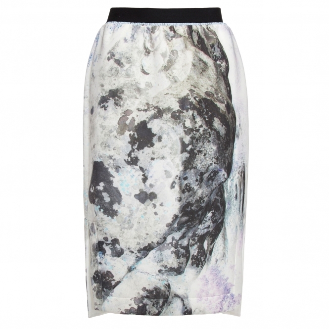 Neoprene Midi Skirt with Digital Print 