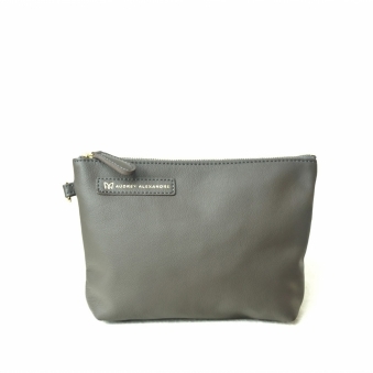 Opal Grey Smooth Leather Clutch Bag