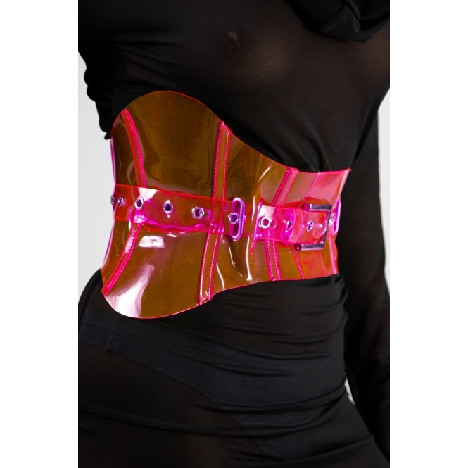 Pink pvc corset belt