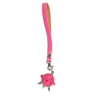 Pink & Silver Mini Studded Leather Key Chain/ Necklace