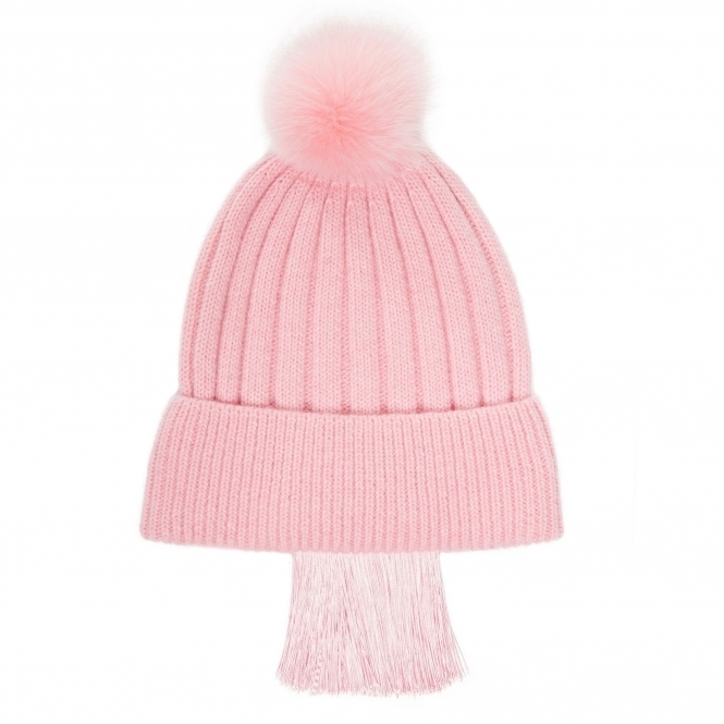 Pink Tassels Fringe Knit Beanie