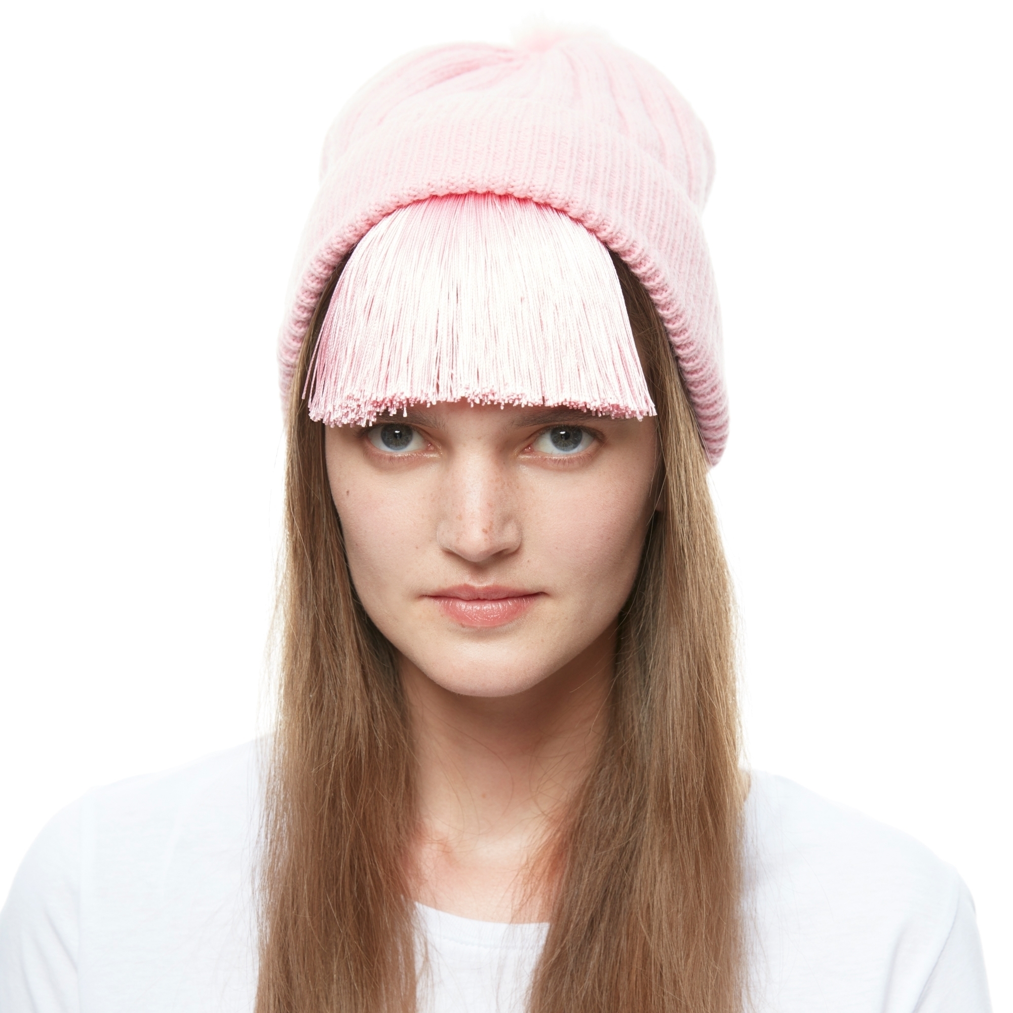 Pink Tassels Fringe Knit Beanie - WOMEN from Fashion  display picture 1