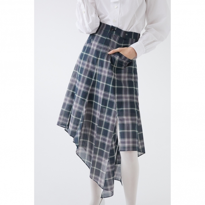 Plaid Asymmetrical Skirt