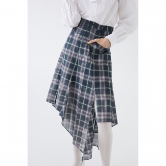 Plaid Asymmetrical Skirt