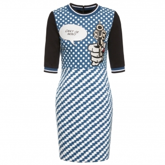Printed Denim Pop Art Dress