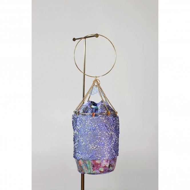 Purple Bubble Jacquard Mini Bucket Bag