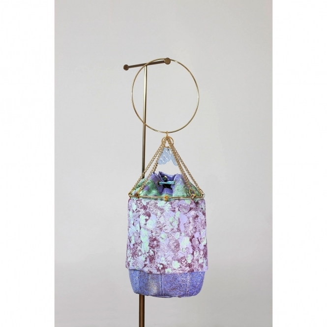Purple & Green Jacquard Mini Bucket Bag