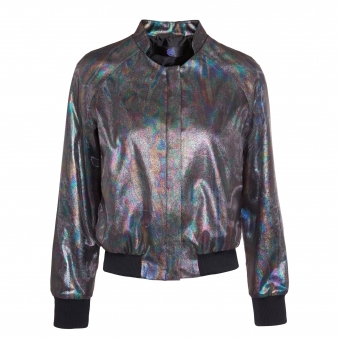 Rainbow Oil Effect Bomber Jacket