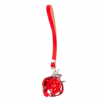 Red & Silver Studded Leather Locket Lollipop Key Chain/ Necklace