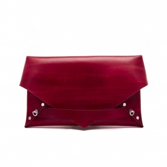 Red Studded Envelope Clutch