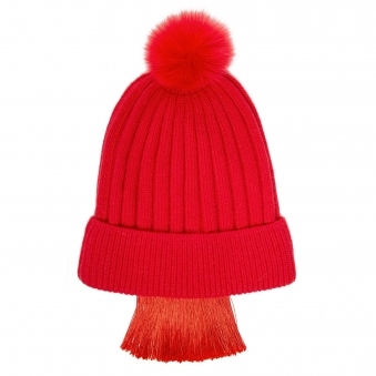 Red Tassels Fringe Knit Beanie
