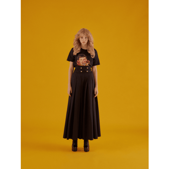 Black High Waist Pleated Culottes