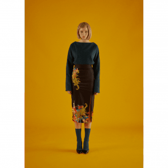 Rockets Soda Print Jupe Fendue Side Slit Skirt