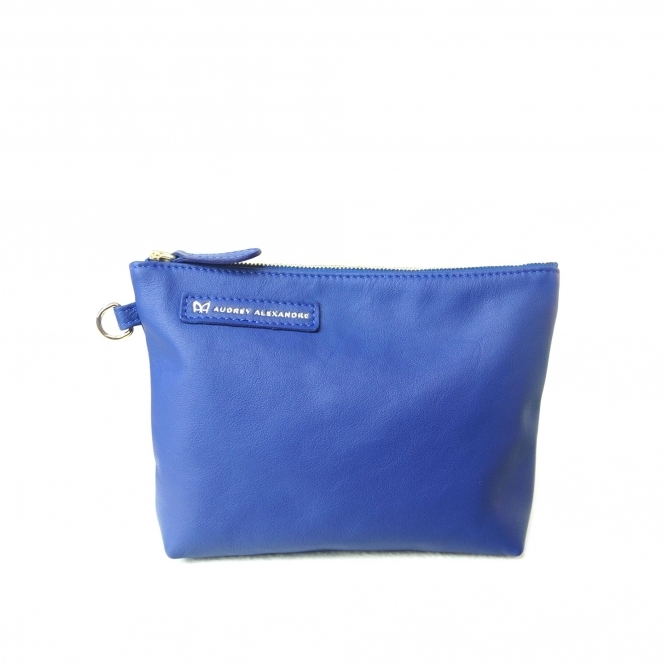 Sapphire Blue Smooth Leather Clutch Bag