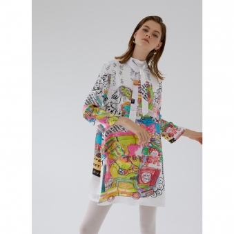 Silk Graphic Dress