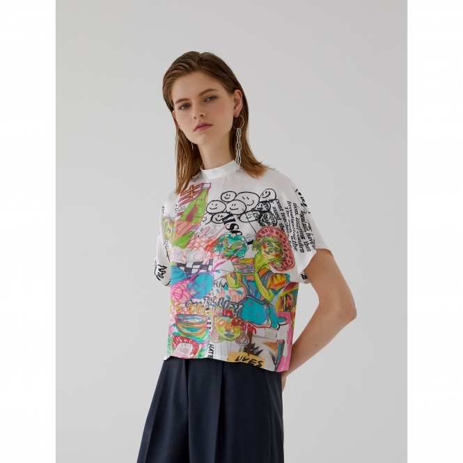 Silk Graphic Top